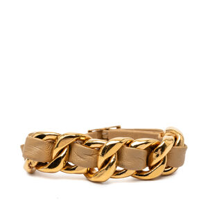 Pre-Loved Chanel CC Gold Plated Leather Woven Chain Bracelet